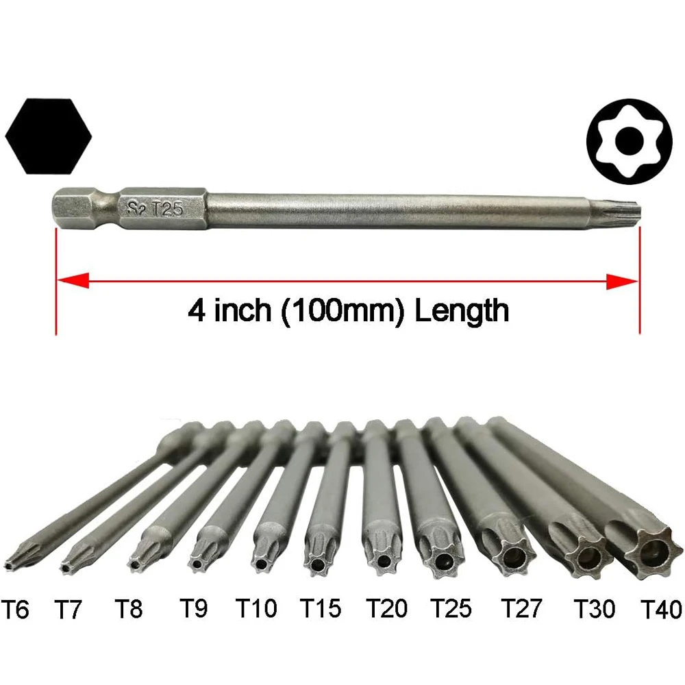 11-teiliges Torx-Sicherheitsbitset, magnetisches Sicherheits-Schraubendreher-Set aus S2-Stahl, 50/100 mm Sternschraubendreher für Shark Vacuum T6-T40 – Detail 20