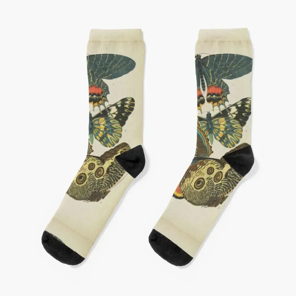 Art Nouveau Butterflies Socks FASHION warm winter Run floor Socks Women Men's