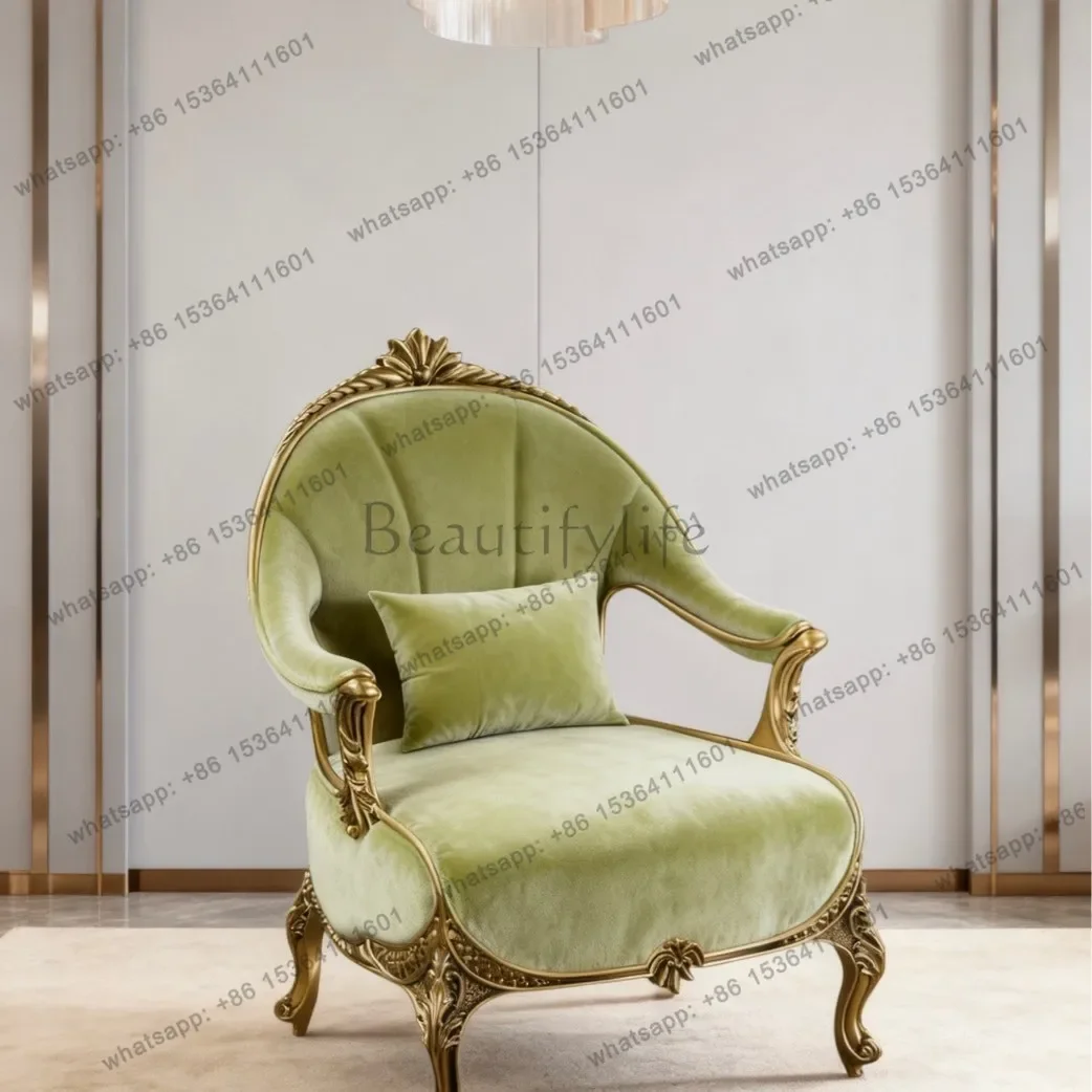 

yj58 European solid wood sofa single chair American French country neoclassical tiger chair all solid wood