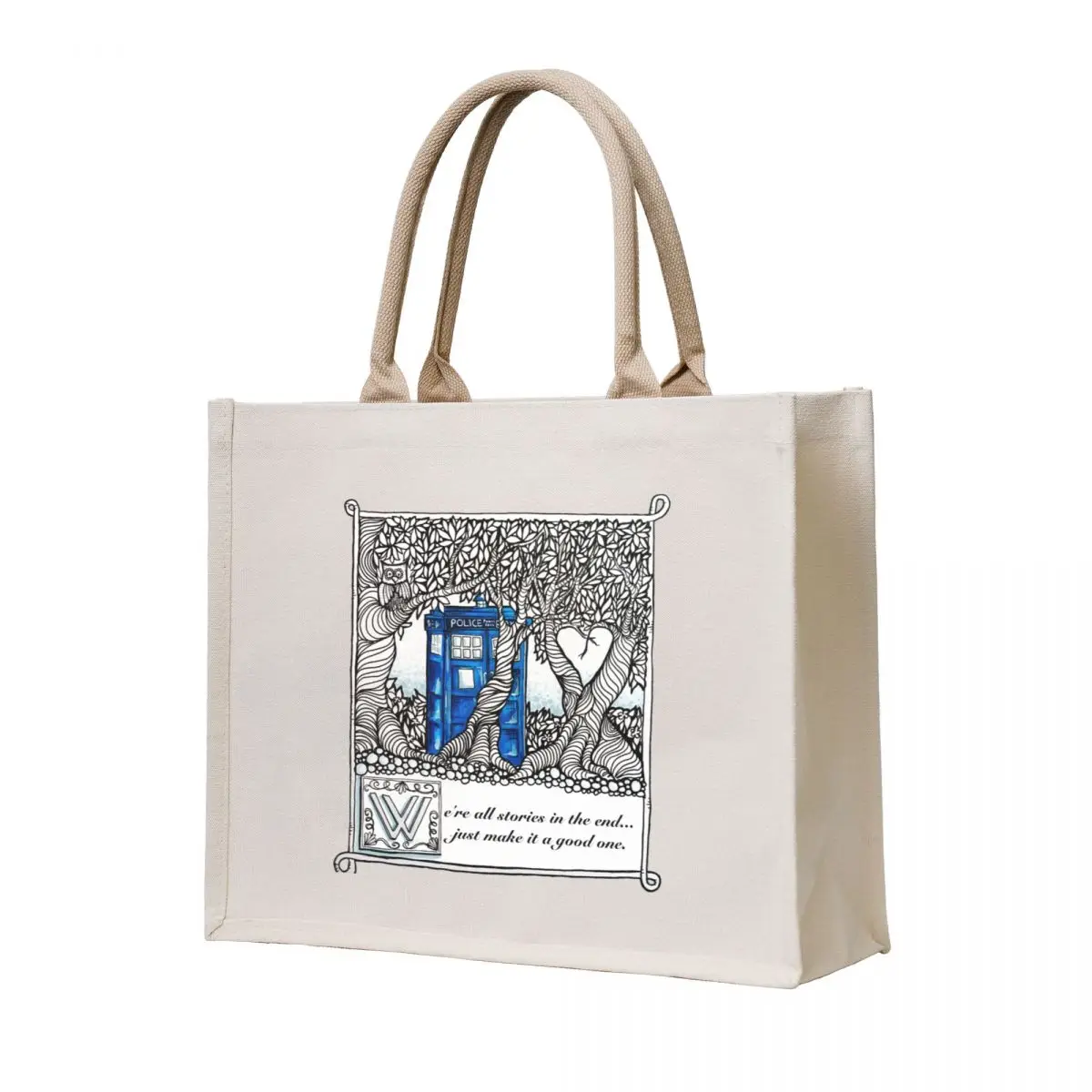 

We're all stories in the end... Tote Bag Handbags women shopper bag women canvas Portable shopping bag Big