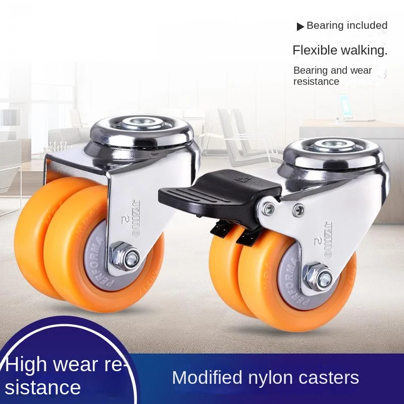 

4Pcs 1.5 & 2 Inch Top Hole Hollow Rivet Casters - Chemical Resistant Modified Nylon Wheels for Medical Equipment