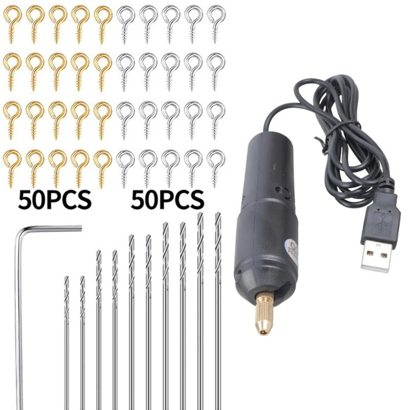

Черный USB мини-электрический набор сверл со сверлами для смолы, пластика, дерева, полимерной глины, ювелирных изделий, подвесок, принадлежностей для изготовления ювелирных изделий