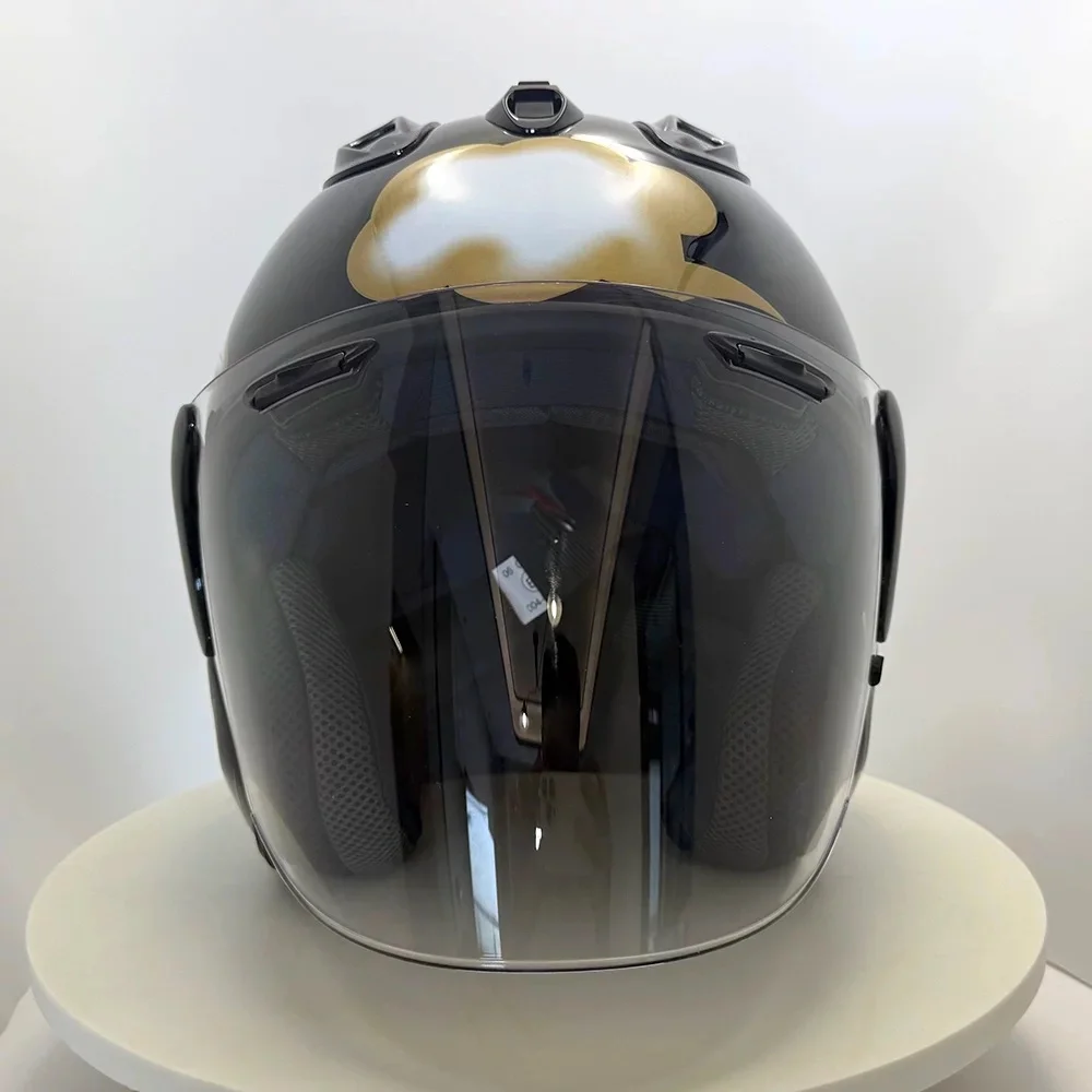 VZ-RAM ABS Classic 3/4 Open Face Helmet,For Harley Motorcycle And Cruise Motorcycle Protection Helmets,Black Koi