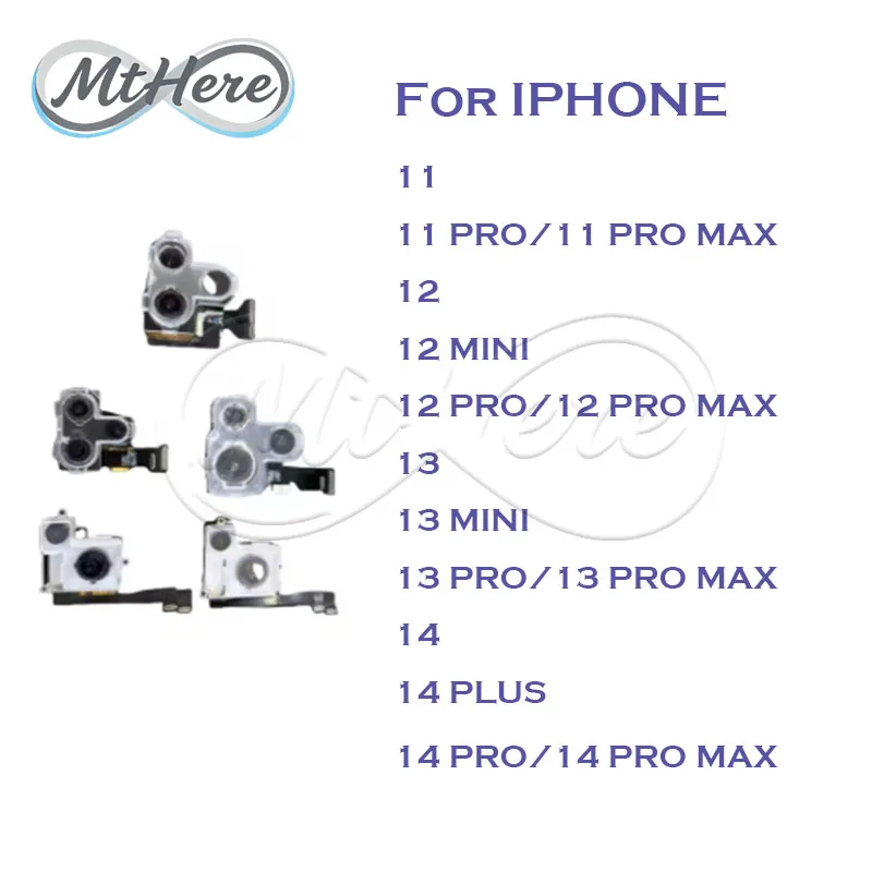 

Tested Back Camera For iPhone 12 13 14 Pro Max Rear Camera For iPhone 14 Plus 12/13mini Rear Main Lens Flex Cable Camera