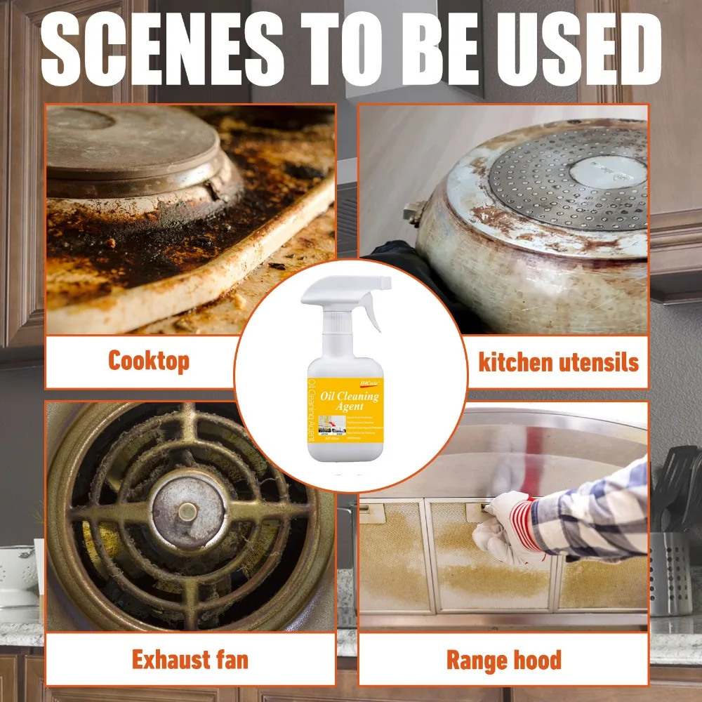 Heavy Oil Cleaner Powerful Kitchen Oil Stain Degreaser Oil Stains Remover Cleaning Grills Ovens Home Cooktop Cleaning Spray