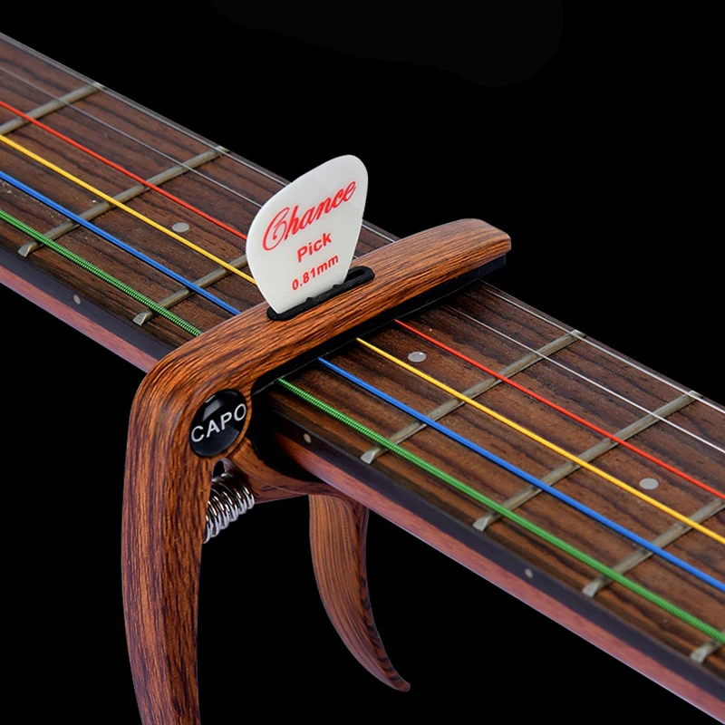 Metall Gitarre Capo Tuner Clamp Professionelle Schlüssel Trigger Einhand Capos Clip Zinklegierung für Akustische Elektrische Gitarre mit Plektrum – Detail 10