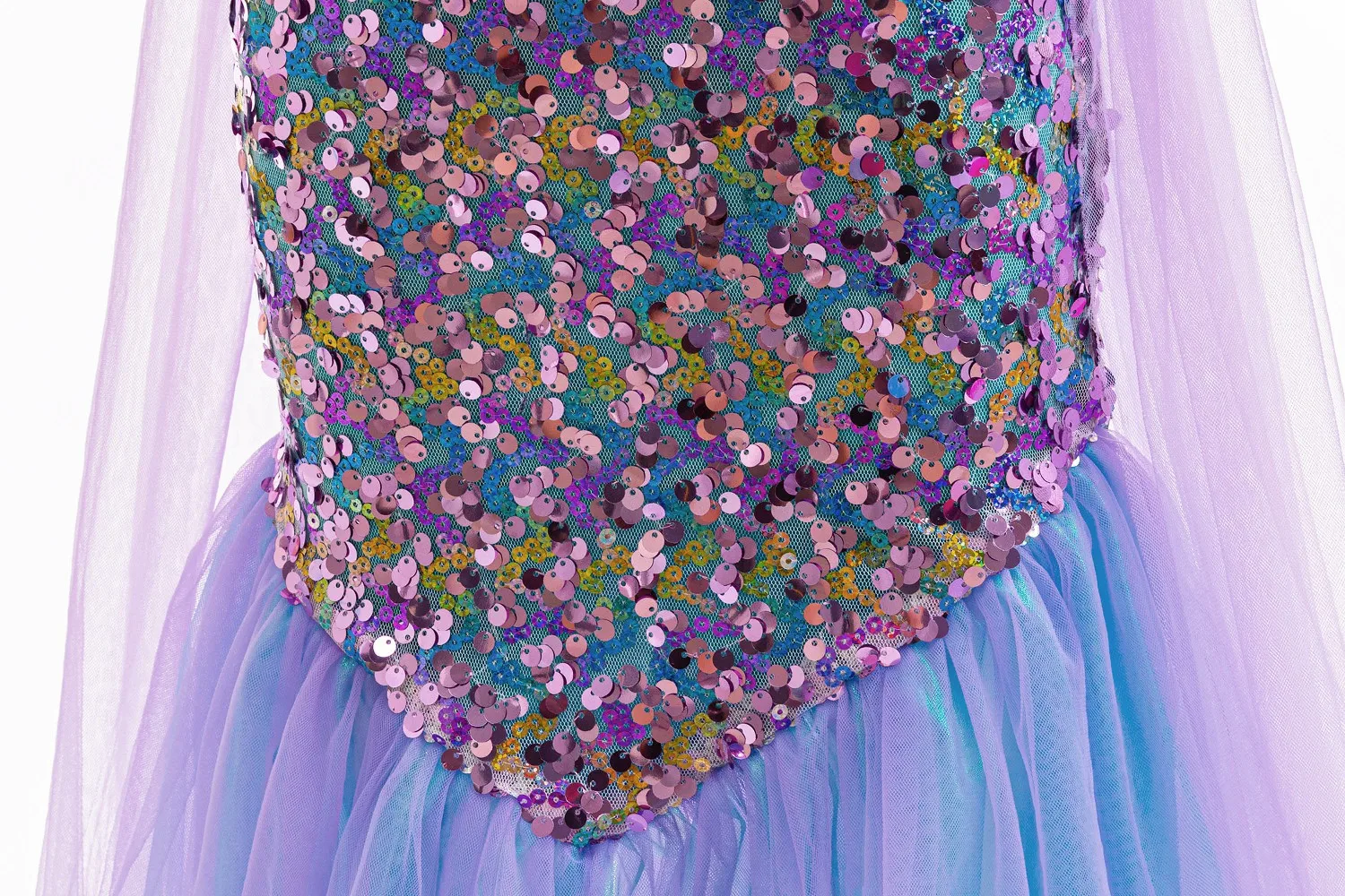 Mädchen Meerjungfrau Prinzessinnenkleid Funkelndes Pailletten-Fischschwanz-Tüllkleid Kinder Cosplay Kostüm für Geburtstag Karneval Themenparty – Detail 7