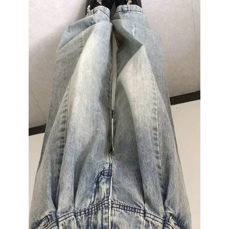 ヴィンテージアメリカンハイウエストワイドレッグジーンズ女性用洋梨型痩身ストレートルーズドレープ足首丈パンツロングパンツ