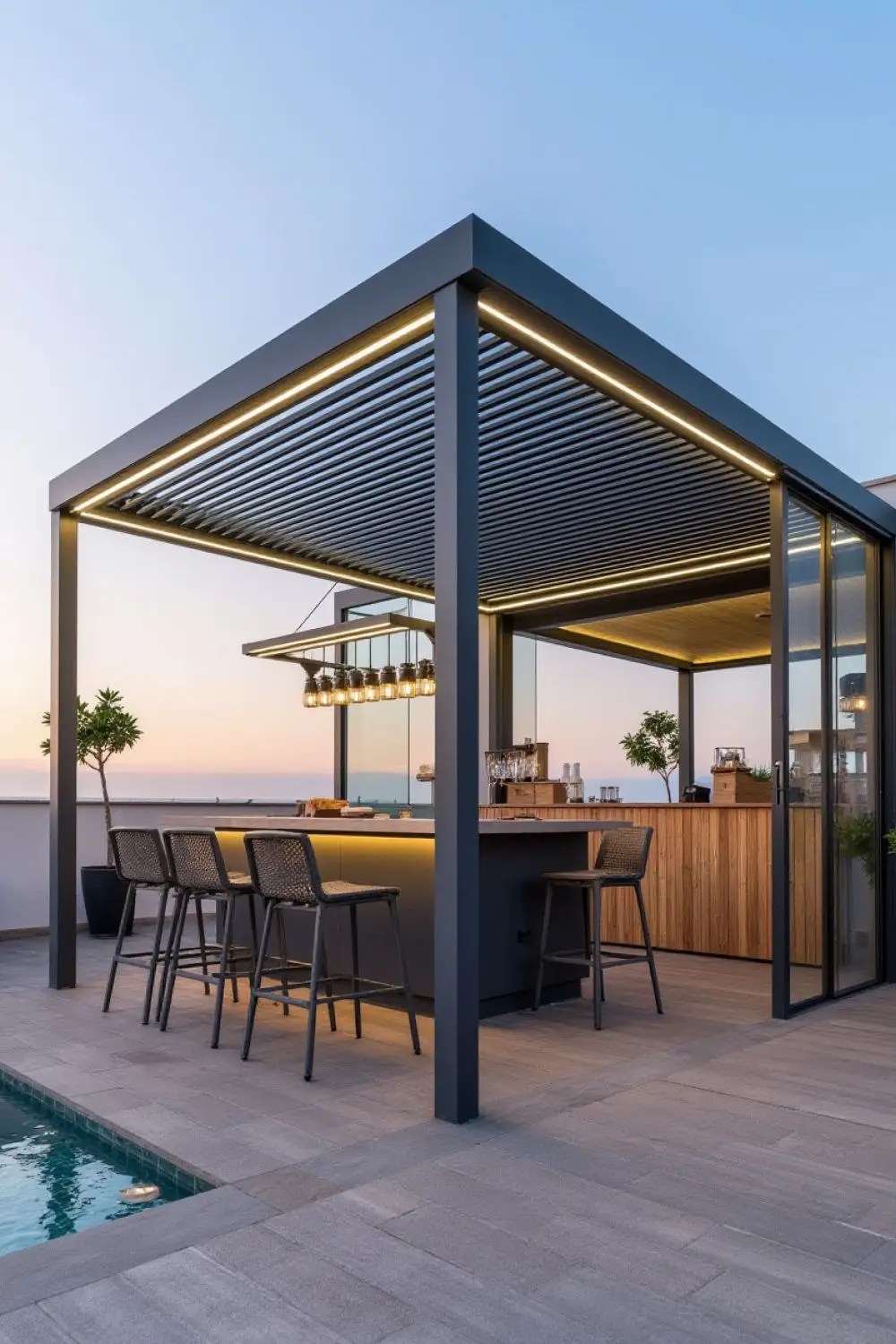 

Bioclimatic Aluminum Pergola Waterproof Motorized Louvered Roof Electric Pergola Custom Garden Pavilion Outdoor Louvered Canopy