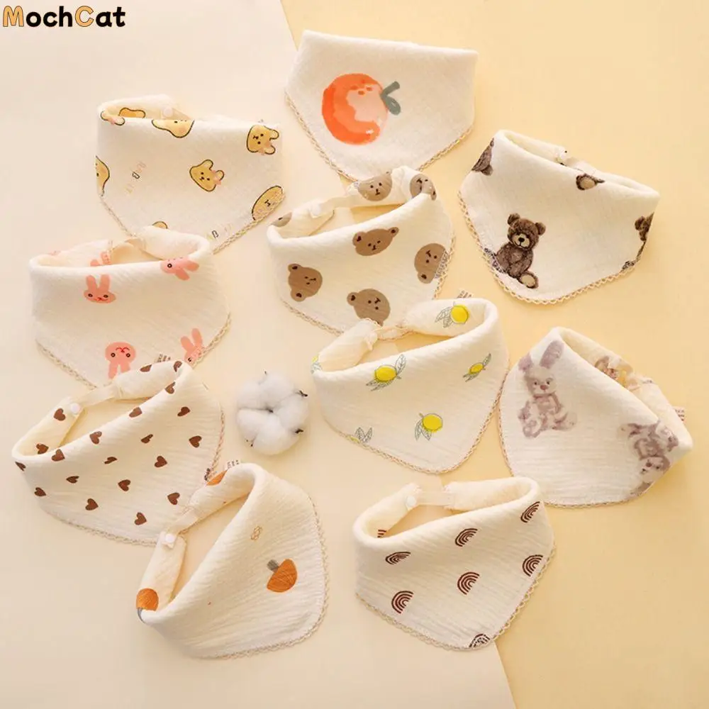 

Feeding Towel Printing Baby Muslin Bibs Cartoon Cotton Saliva Towel Soft Snap Button Burp Cloths Toddler