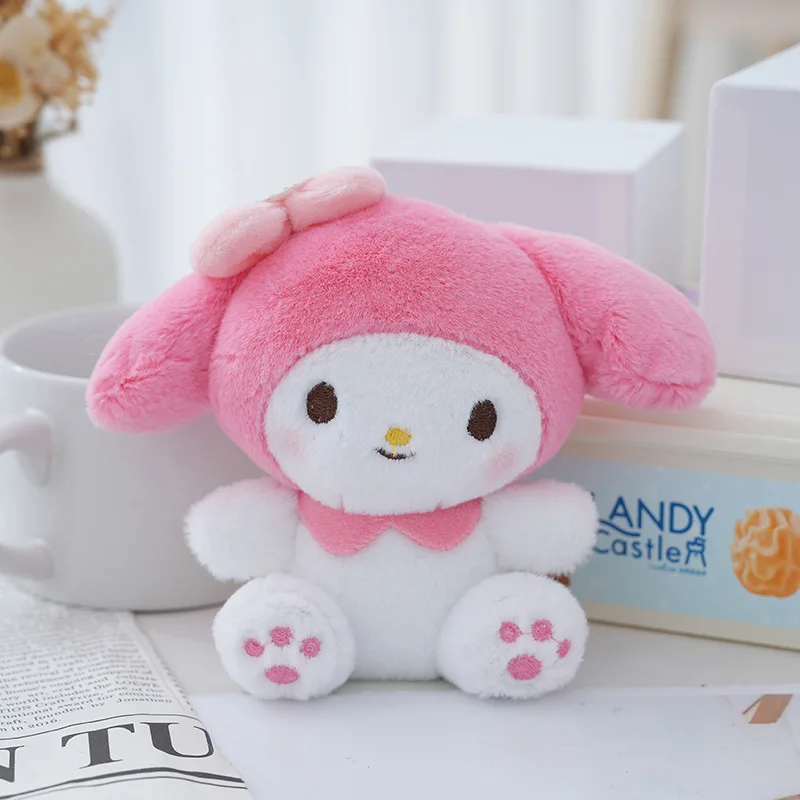 14CM Kawali Kuromi Hello Kitty My Melody Cinnamoroll Pillow Plush Toys Plushie Keychain Stuffed Doll Pendant For Kid Gift