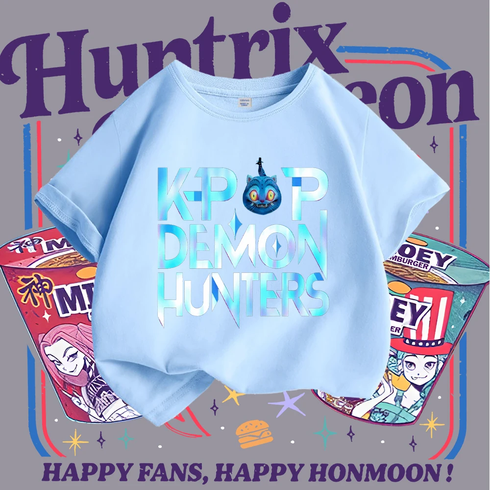 أطفال بنات تي شيرت KPOP Y2K نمط شخصيات كرتونية طباعة قصيرة الأكمام تي شيرت للأطفال ملابس الشارع الشهير قمة الموضة للفتيات #6