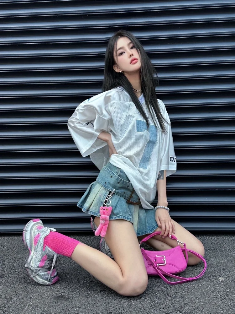 

Женская спортивная футболка с V-образным вырезом, цифровым принтом, свободного кроя, из хлопка, летняя, в стиле ретро, американский стиль, топ