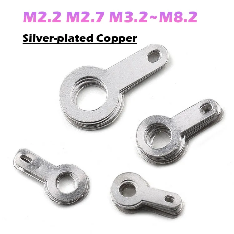 M2.2 M2.7 M3.2 M4.2 M5.2 M6.2 M8.2 Silver-plated Solder Tag Lug Ring Earth Connector Welding Washer Copper Soldering Lug