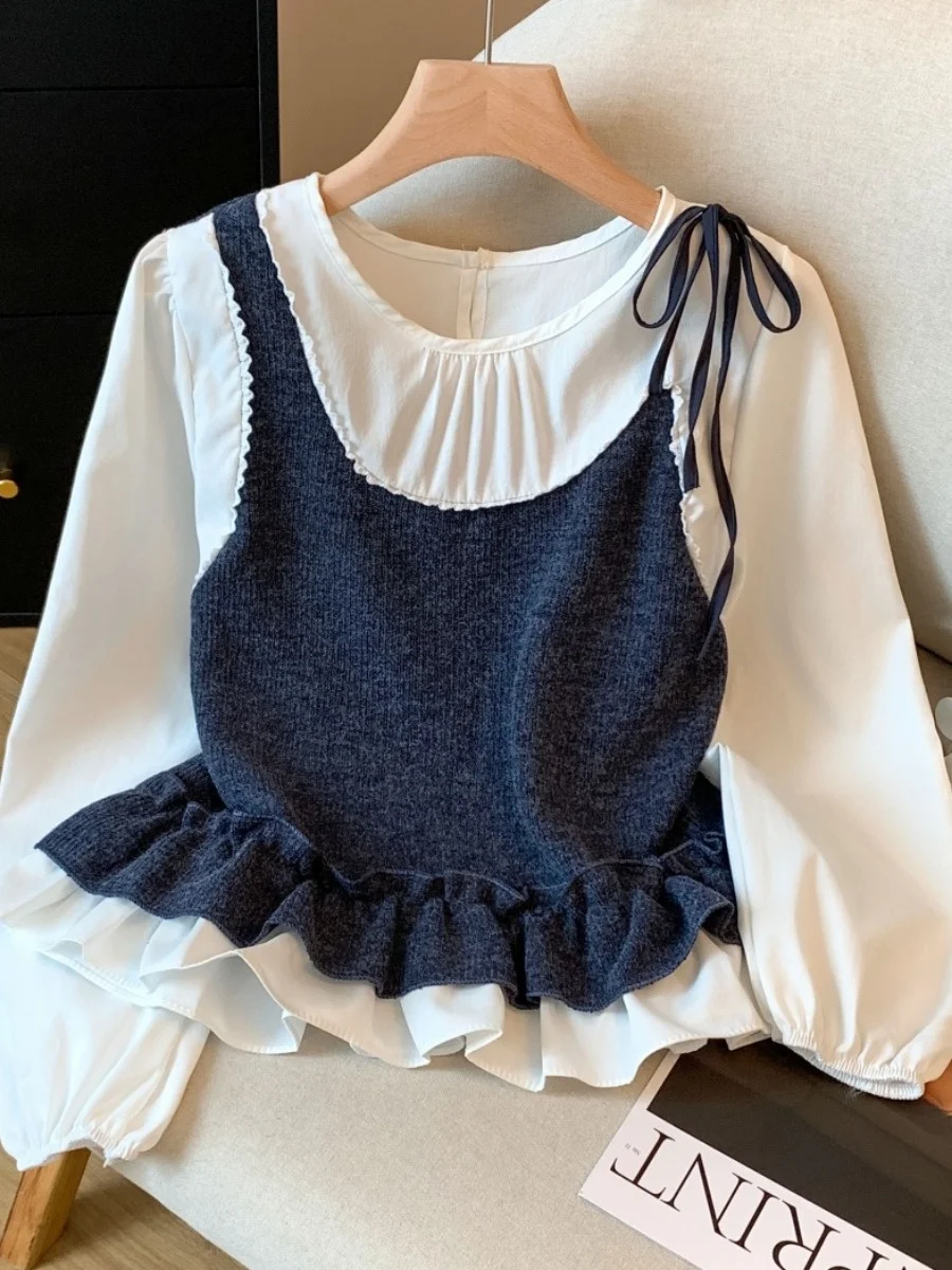 

Женский длинный све вязаный круглый Ne irt Self-kept Design, коллекция ранней осени, корейский Sle Commute ort Length