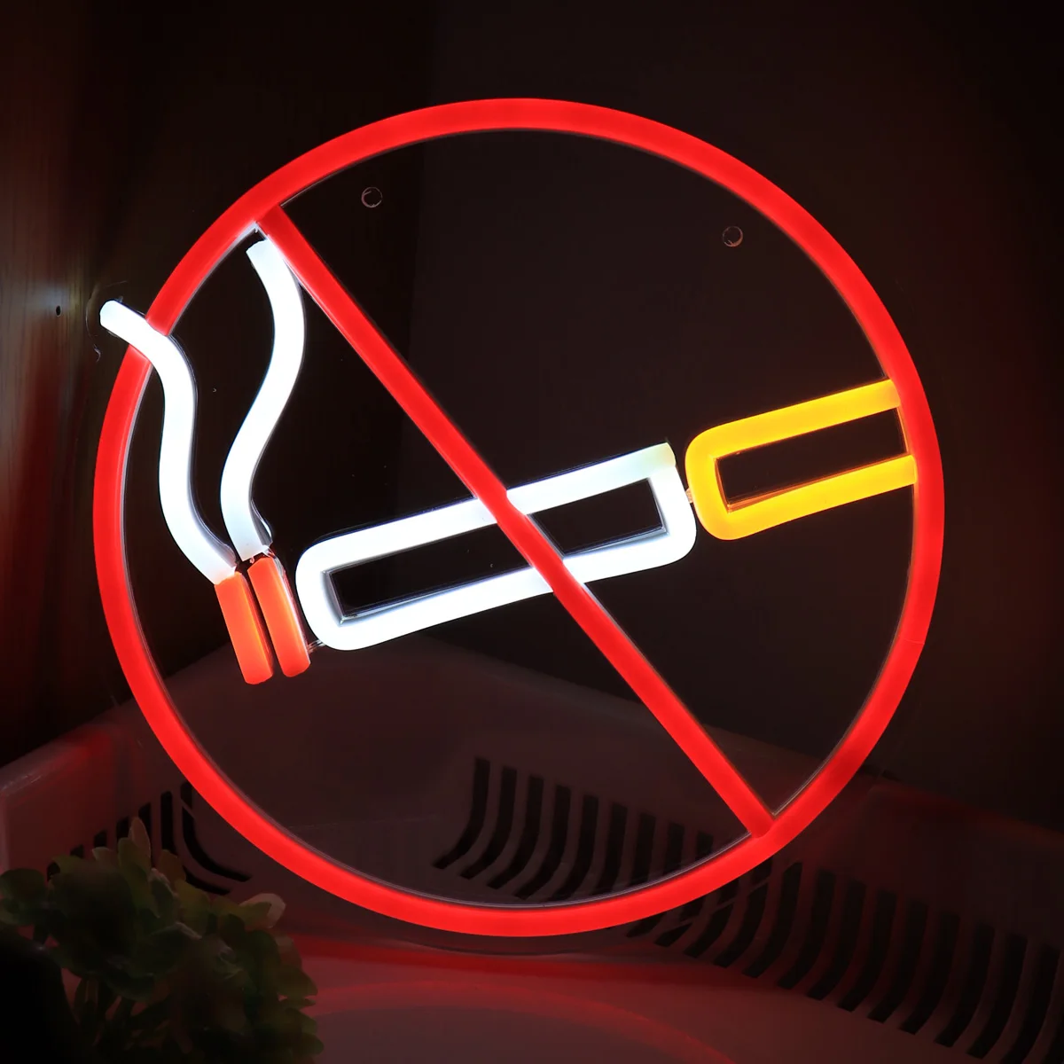 

1PC No Smoking Wall LED Neon Sign For Public Place Space No Smoking Area Shopping Mall Decoration Warning Sign 9.06''*9.06''