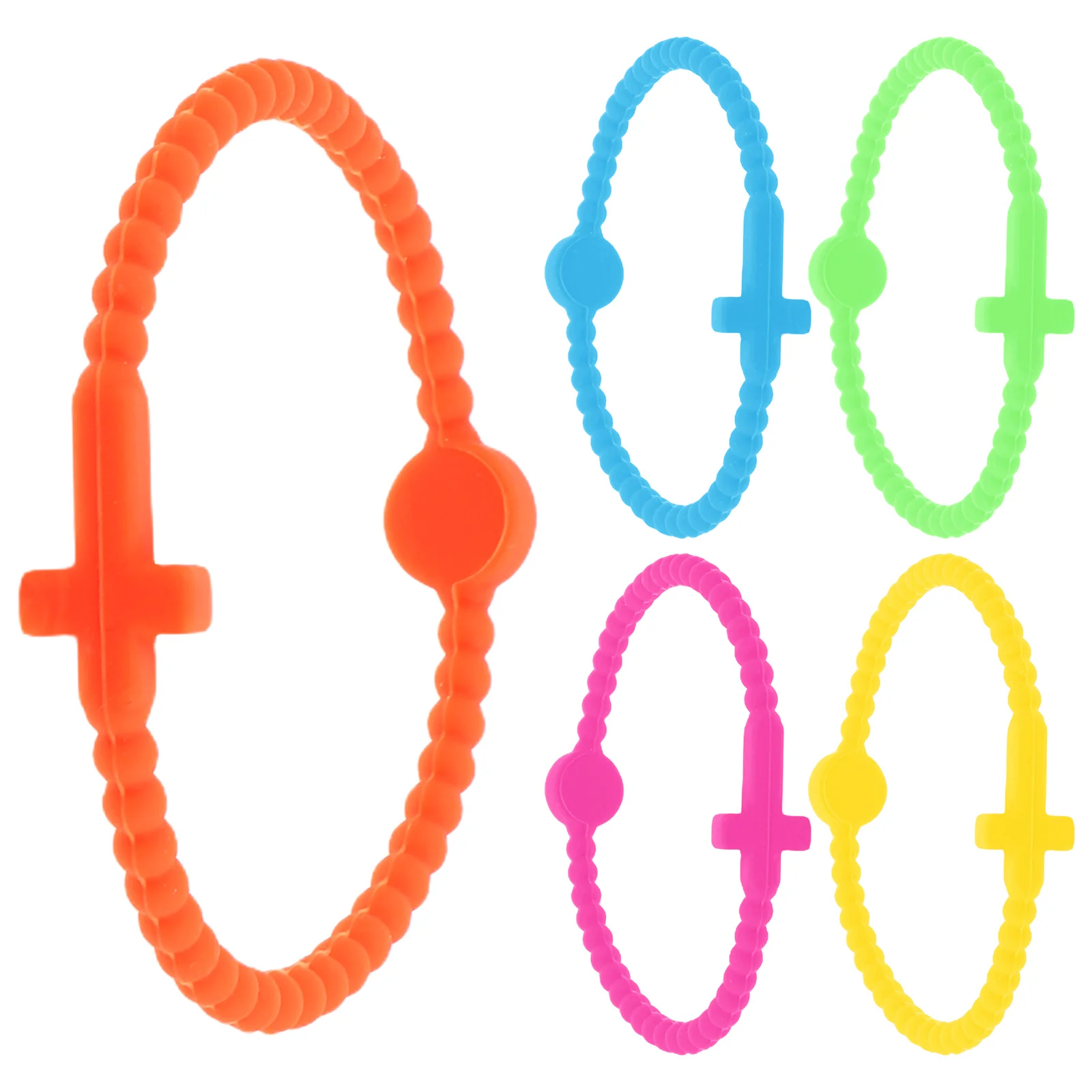 

5PCS Cross Wristb s Colorful Elastic Bracelets Sports Rubber Soccer Football Silicone Waterproof Wristb Baseball Waterproof B