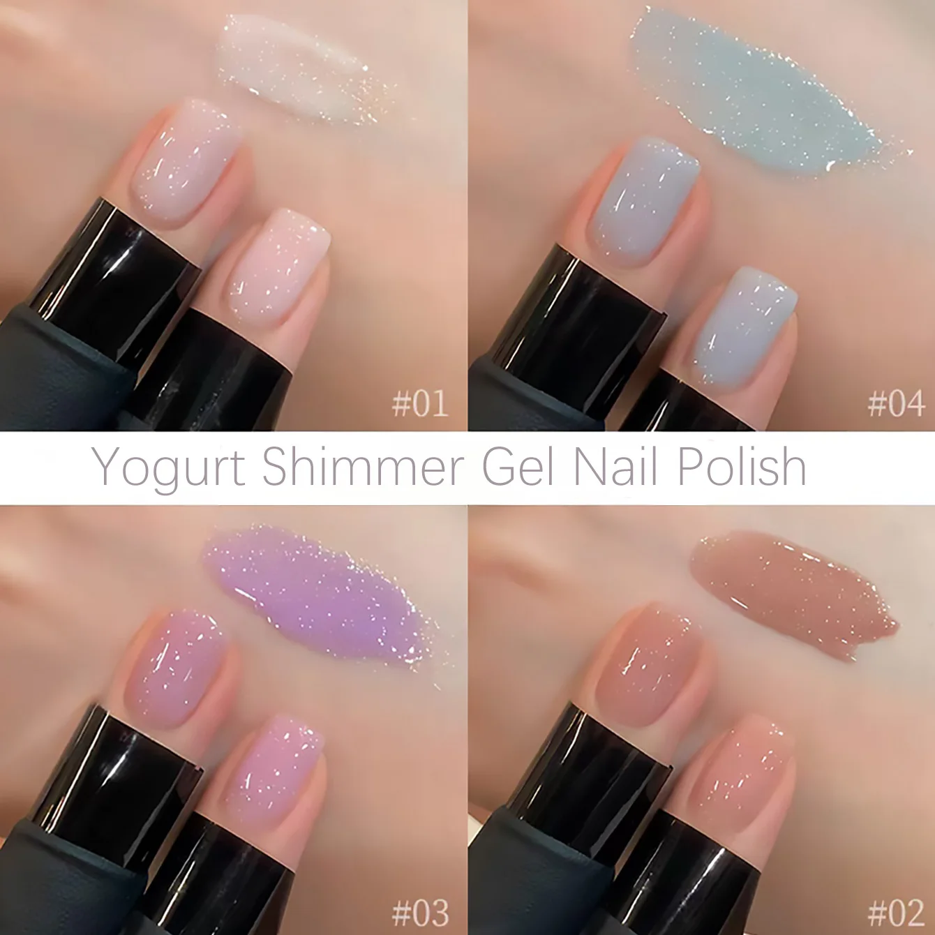 SHAKA 1-8pcs Yogurt Shimmering Broken Diamonds Gel Nail Polish Summer Popular Pure Desire Whitening Blue White Glitter Nail Art