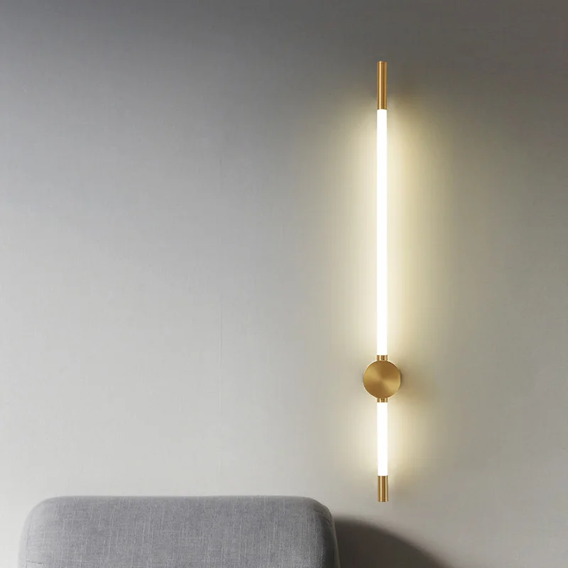 

Modern LED Wall Lights Bedroom Longer Tube Lighting Living Room Background Decorate Stairs Lamp Hotel Black Gold Sconce Fixtures