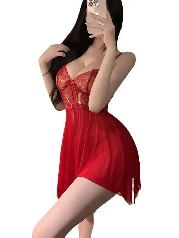 Fantasia novo estilo puro desejo bareback sexy roupa interior malha vestido transparente apaixonado tentação cama flertando vestido doce 3o85
