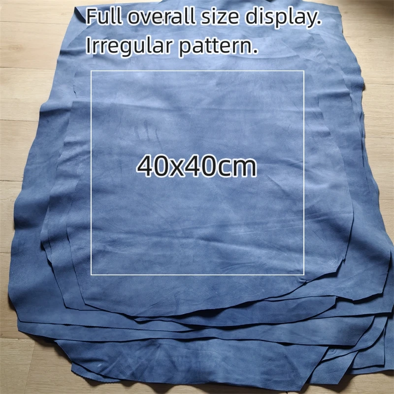 0.6mm Ultra-Thin Mist Blue Sheep Suede, Top-Grain Genuine Leather, Whole Sheepskin For Handmade DIY Lining