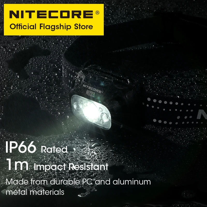 NITECORE-faro LED recargable NU33 USB-C, Triple salida, 700 lúmenes, batería integrada de 2000mAh, para Camping, trabajo, pesca