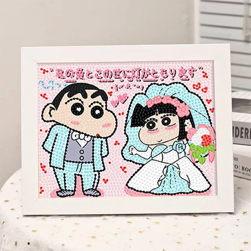 Leuke Cartoon Crayon Shin Nieuwe Handgemaakte Diamant Schilderij Diy Diamant Sticker Decoratie Paar Cadeau