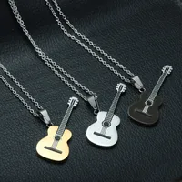 Simple Fashion Trend Guitar Pendant Necklace Men and Women Pendant Biker Punk Necklace Pendant Street Niche Party Jewelry Gifts