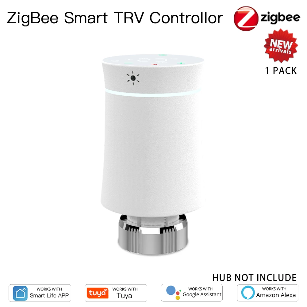 MOES ZigBee 3.0 TRV Thermostaat Tuya Radiator Actuator Klep Slimme Programmeerbare Temperatuurregelaar Alexa Google Spraakbesturing - afbeelding 1