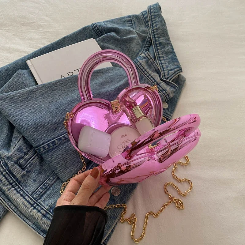 2024 Nowa torebka na szminkę Cute Heart Mini Crossbody Bag Quality Acrylic Wommen Handbag Purse Designer Lady Shoulder Bag Lipstick Box