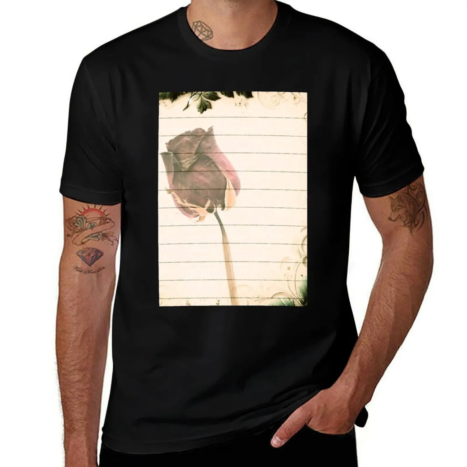 

Vintage Rose T-Shirt vintage anime shirt cute clothes T-shirts oversize T-shirts for men cotton