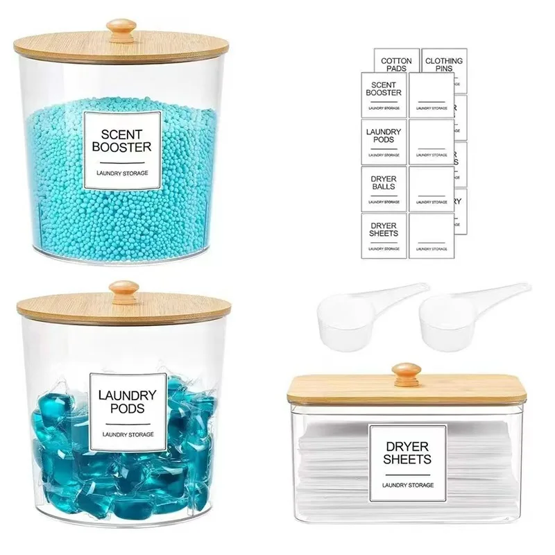 3pcs Washing Bead Fabric Softener Sheet Storage Bin Set Washing Area Space Tidy Holder Household Washing Supply Container Kit