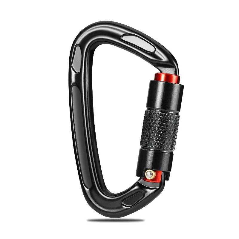 24KN Auto Lock Klettern Karabiner D Form Outdoor Bergsteigen Höhlenforschung Klettern Schnalle Sicherheit Sicherheit Master Schraube Haken