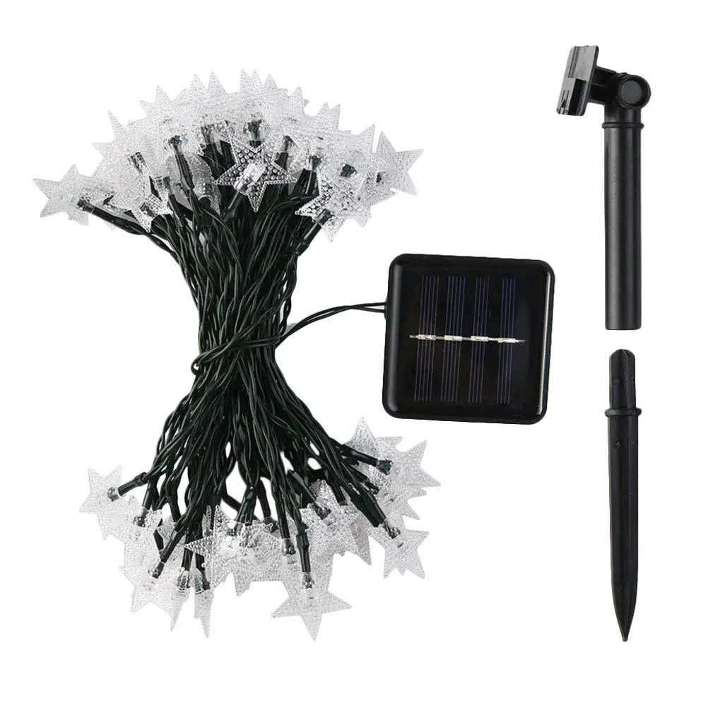 نجمة على شكل سلسلة أضواء تعمل بالطاقة الشمسية مصباح للزينة للحزب حديقة الزفاف عطلة المشهد تخطيط ضوء الزينة في الهواء الطلق #5