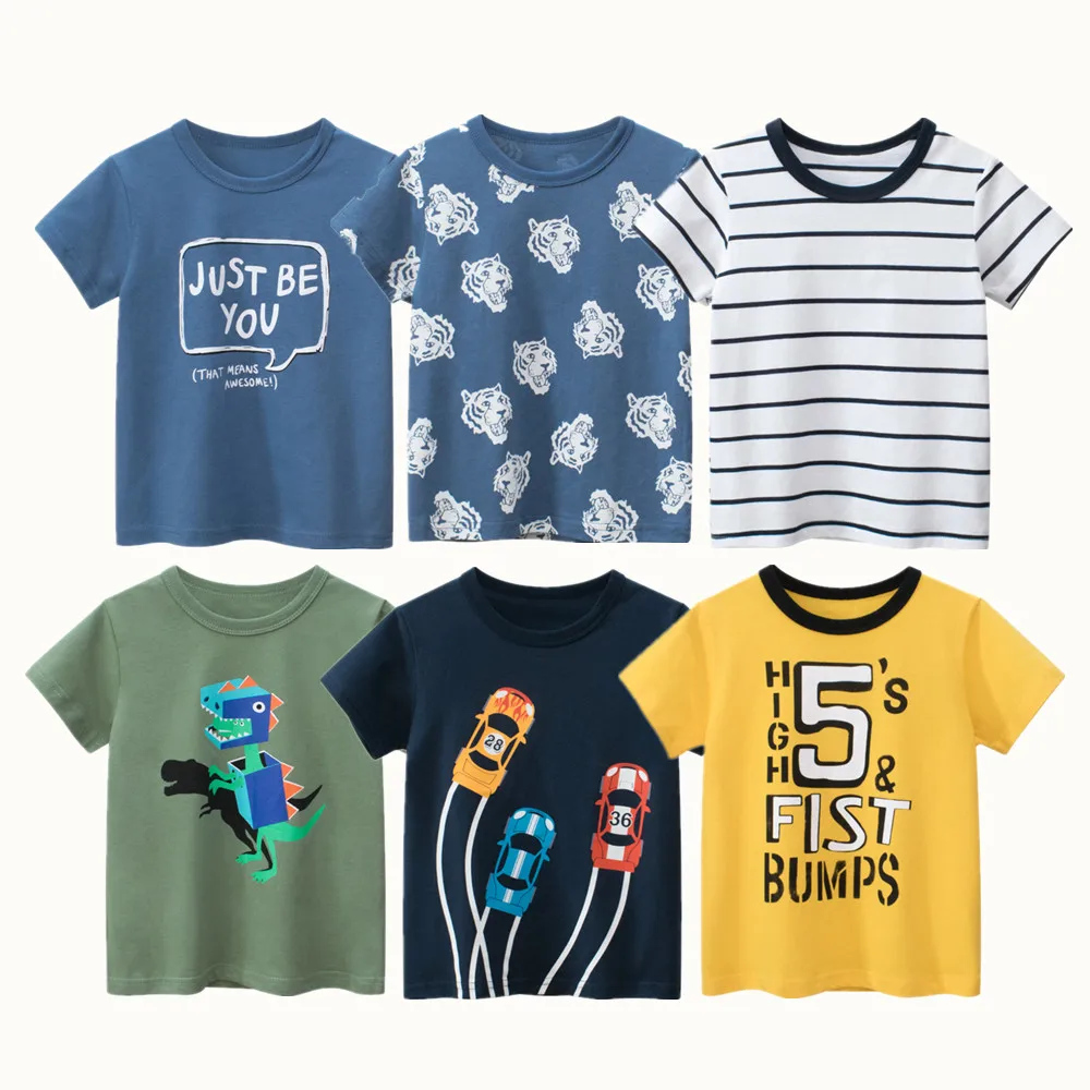 2022 odzież dla dzieci dla chłopców 100% bawełna piękne 3D rekiny dinozaur Cartoon koszulki z krótkim rękawem dla dzieci Casual Sport Tees topy