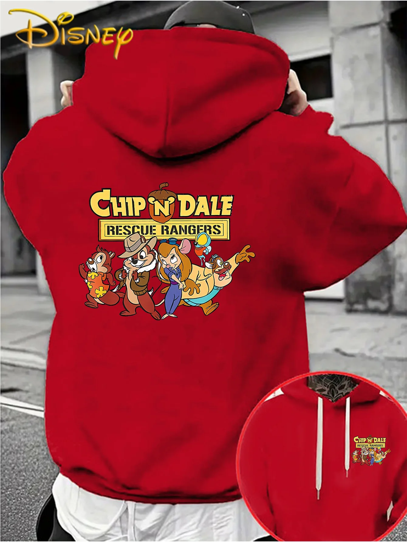 

Disney Authentic Chip and Dale Hoodie Fall/Winter Casual Unisex Pullover Sweatshirt Sweatwear Hoodie Plus Size Streetwear