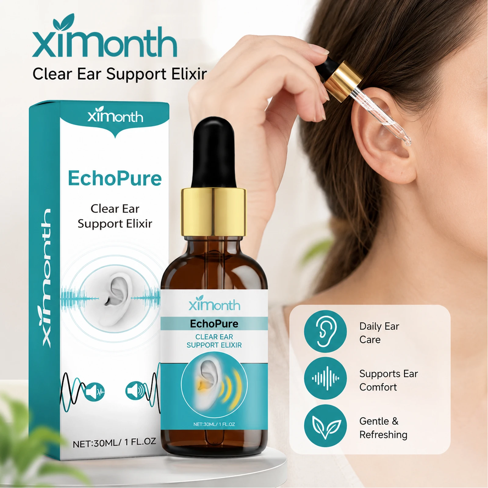 Ximonth Ear Clean Drops Relief Tinnitus Discomfort Dissolve Earwax Improve Listening Maintain Internal Ear Health Ear Care Drops