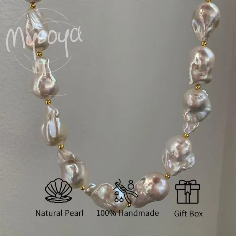 

MYSOYA 14-23 мм ожерелье из пресноводного жемчуга в стиле барокко для женщин и мужчин, подарочная коробка, идеальный подарок на свадьбу, день рождения, Рождество, Новый год
