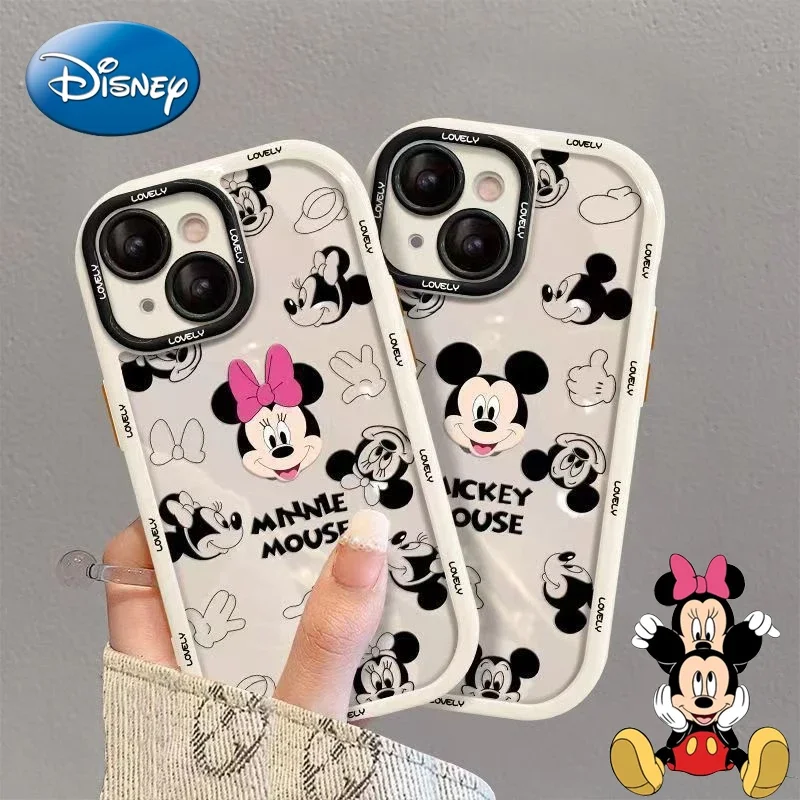 

Чехол для телефона Dinsey с изображением Микки и Минни для IPhone 11, 12, 13, 14, Pro Max, XS, XR, XS Max, защитный чехол для объектива камеры с изображением героев мультфильмов, чехол для пар