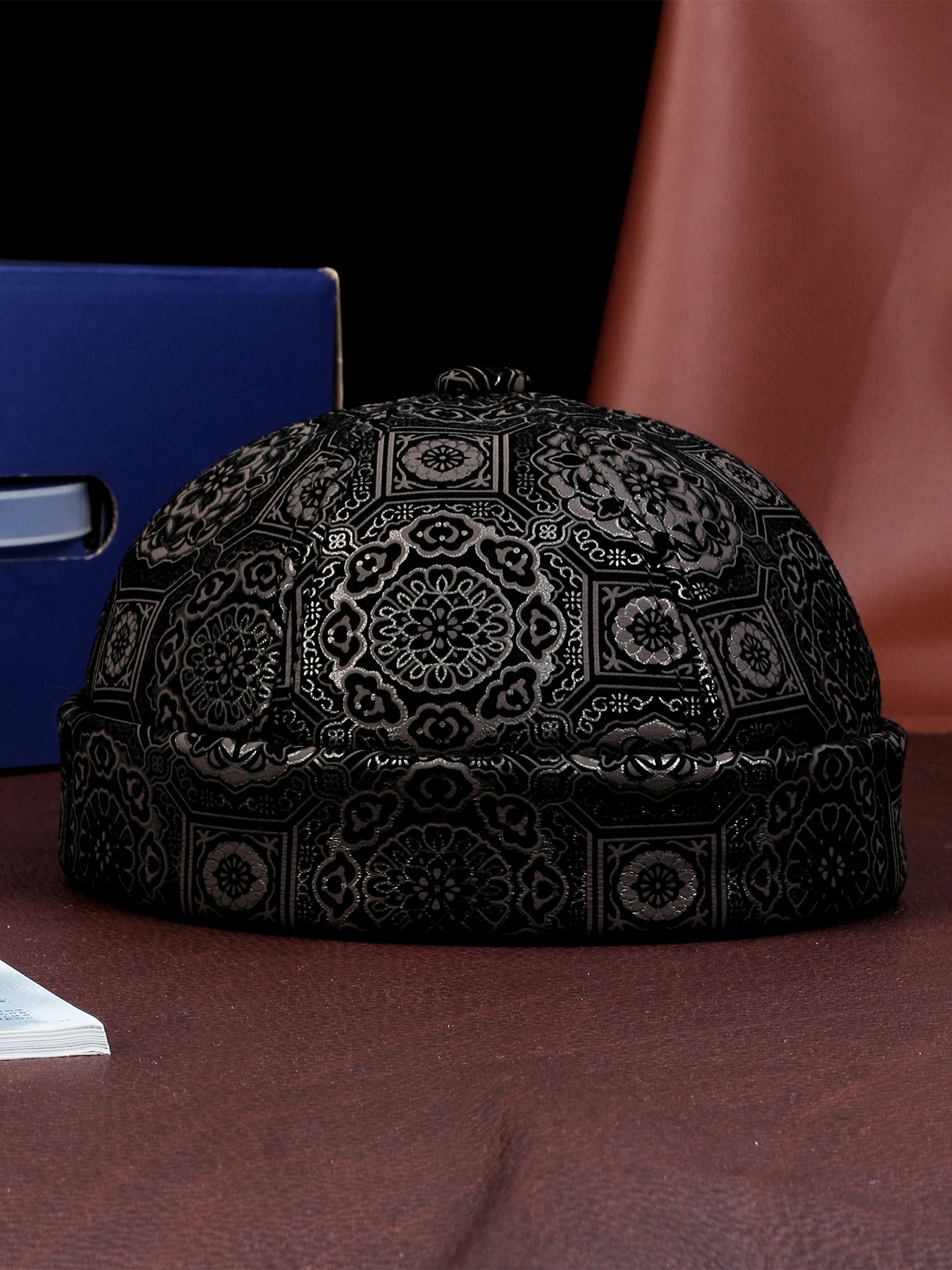 本革製-取り外し可能-古北京風-メンズ帽子-レトロ-ヴィンテージ-冬用-暖かい-丸いトップキャップ-高齢者向け-おしゃれな新郎用