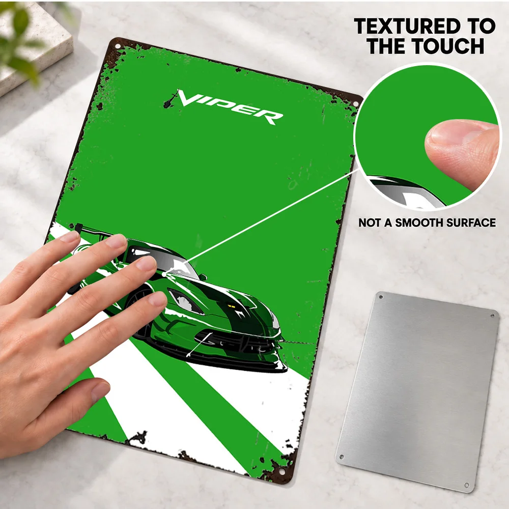 American Green Viper Car Textured Metal Poster Personalized Aluminum Sign Technical Graphic Design Wall Art For Living Room
