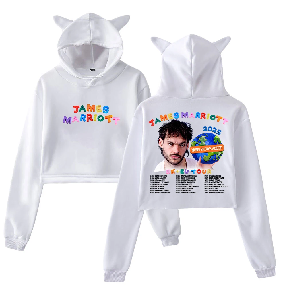 GF جيمس ماريوت جولة المملكة المتحدة وأوروبا 2025 هوديي أنثى آذان القط مقنعين البلوز كم طويل المحاصيل الأعلى الملابس النسائية #1