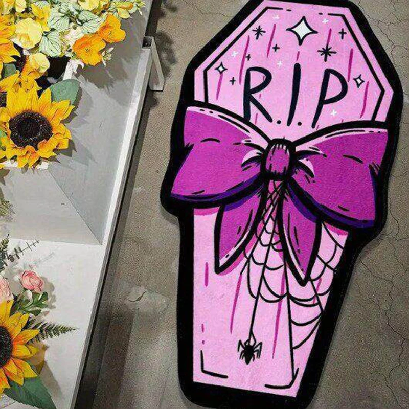Bedroom Carpet Comfortable Crystal Velvet Rug Skull Halloween Spooky Floor Mat Creative Quirky Bedside Mats Home Decoration Rugs