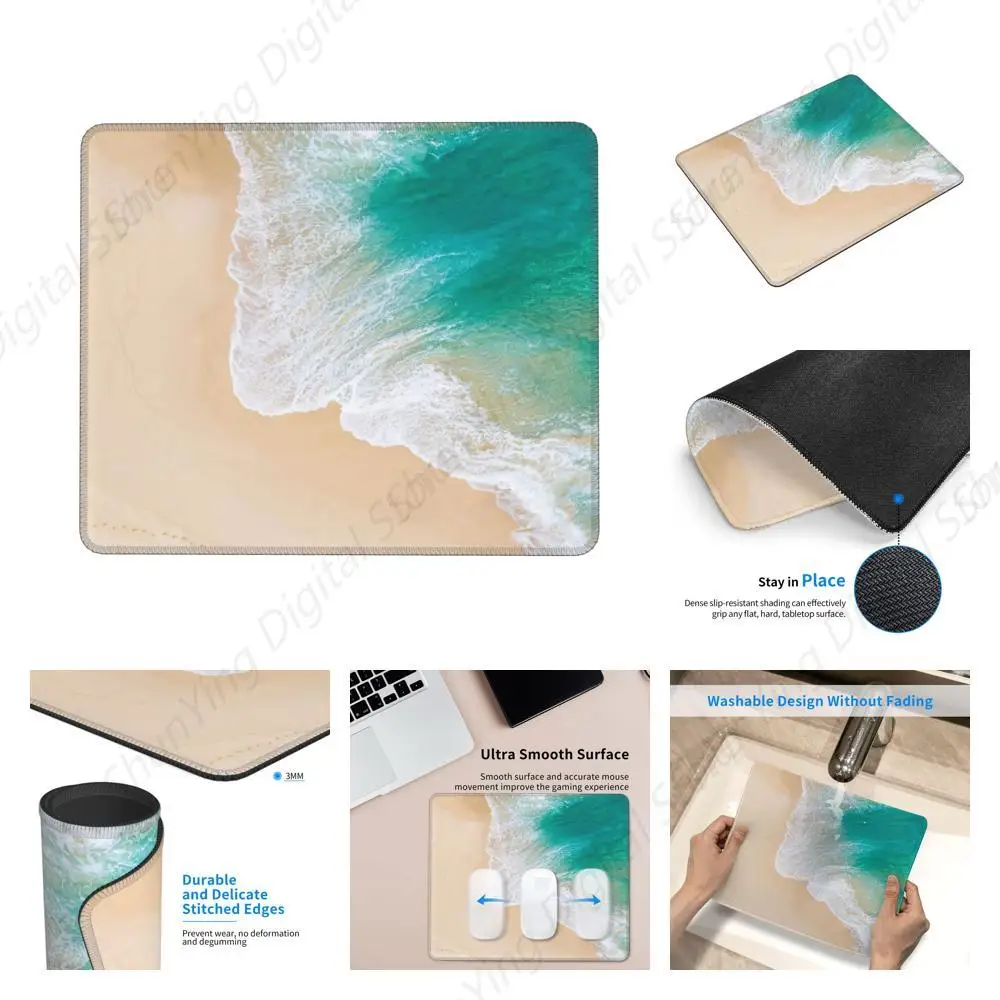 Beach Green Ocean Mouse Pad Anti Slip Rubber Gaming Mouse Pad Suitable For Office Mouse Pads On Laptops 18*22cm