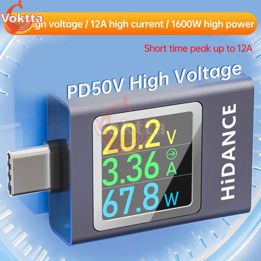 Imagem -02 - Voltímetro Usb Tipo-c com Display Led Amperímetro Corrente dc Medidor de Tensão Banco de Potência dc 4.550v 012a