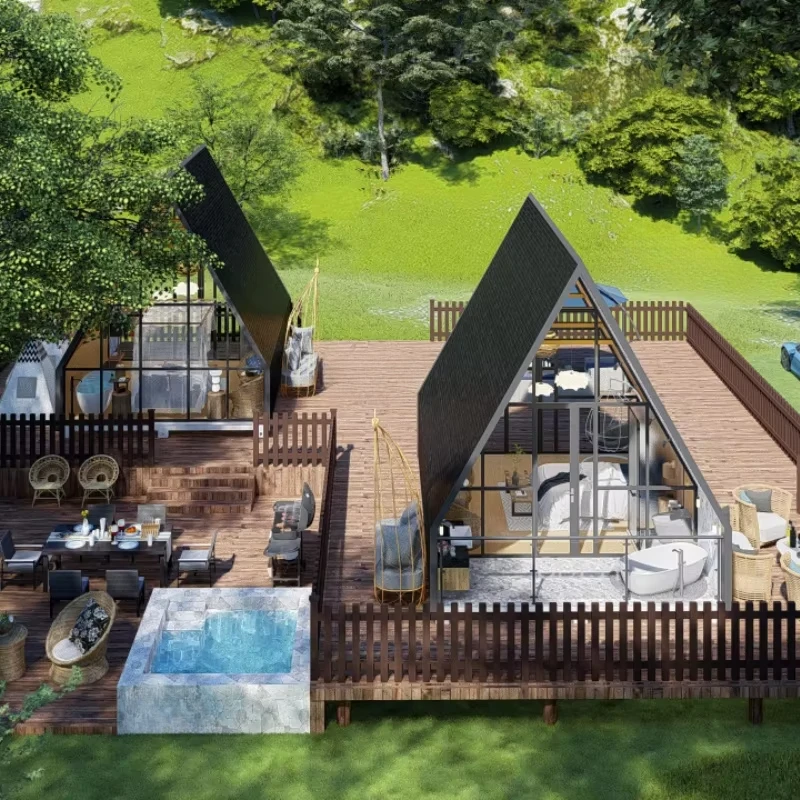 Kit cabina Prefabricadas Modernas con cornice Triangle House Prefab Modulare Mobile Tiny Home