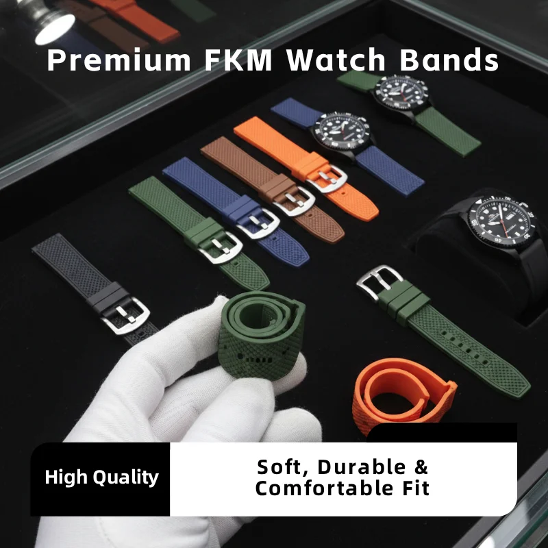 

Premium Grade FKM Fluoro Rubber Strap 20mm 22mm Quick Release Diving Watch Band Bracelet for Omega MoonSwatch Seamaster 300