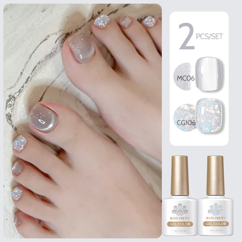 BORN PRETTY 2Pcs Katze Magnetische Gel Nagellack Set Kristall Glas Perlen Sommer Semi Permanent Soak Off Lack Nail art Liefert