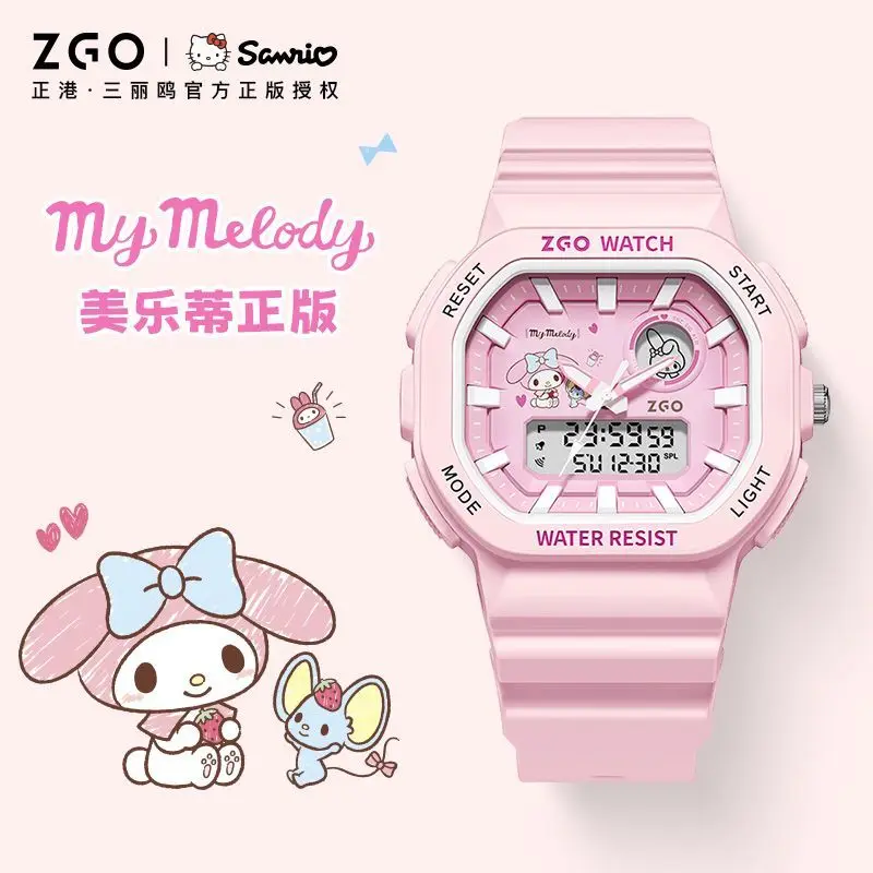 ZGO Sanrio Series Melody Watches Ins Alarm Clock Luminous Waterproof Electronic Watch Birthday Gifts