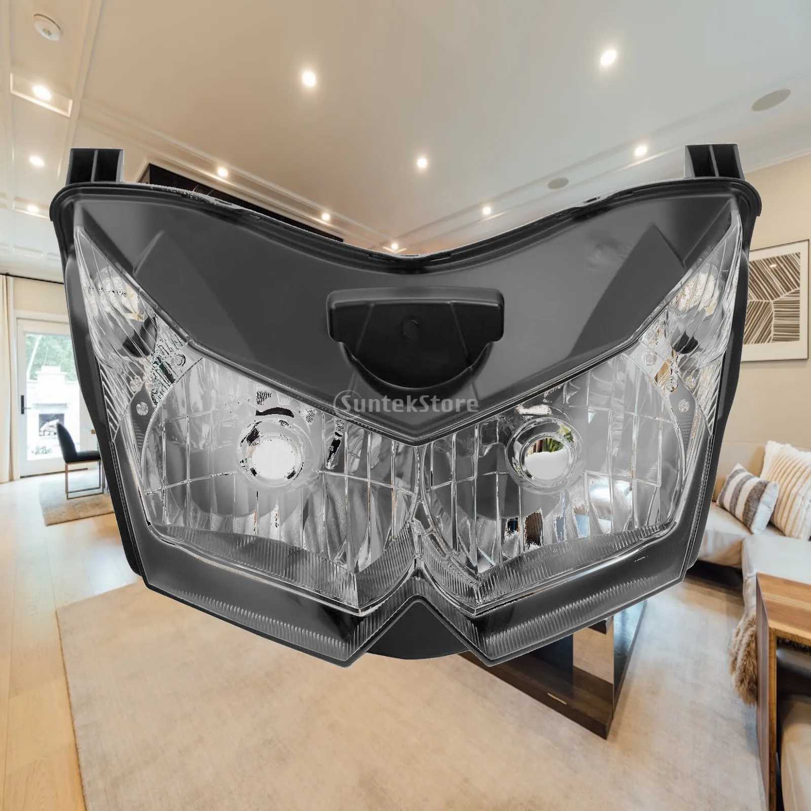 Front Headlight Assembly Replacement Motorcycle Headlight with Mounting Brackets Headlamp Compatible Angular